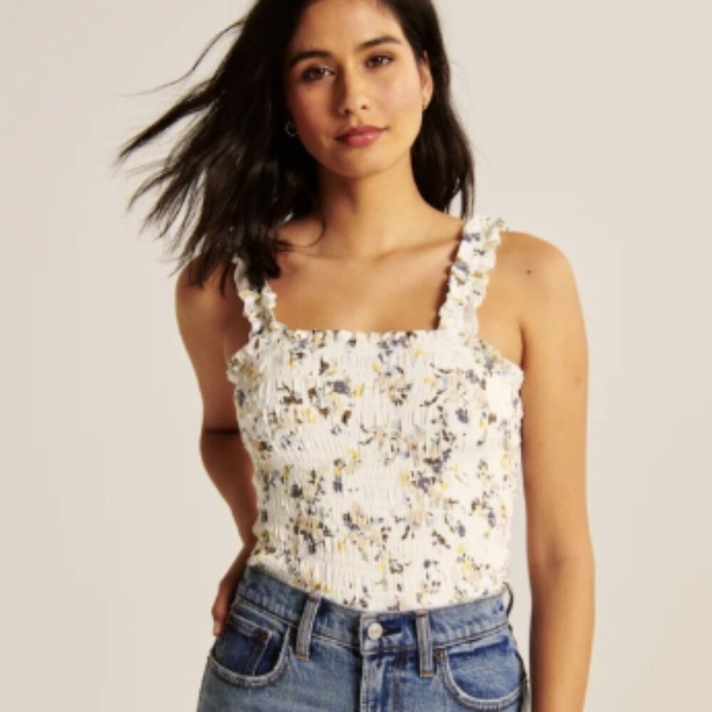 Abercrombie All Over Smocked Wide Strap Cami - Size Medium